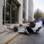Accidente en Córdoba: vehículo vuelca tras chocar contra el Ministerio de Ciencia y Tecnología